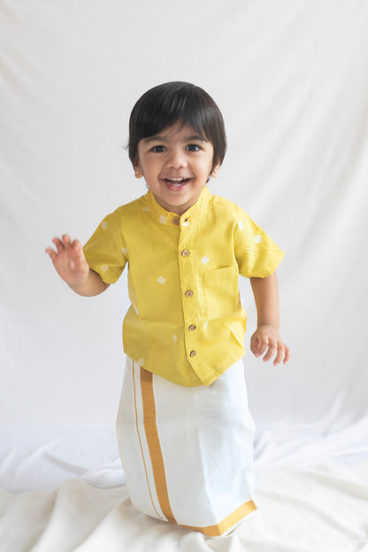 Mustard Yellow Handloom Cotton Shirt