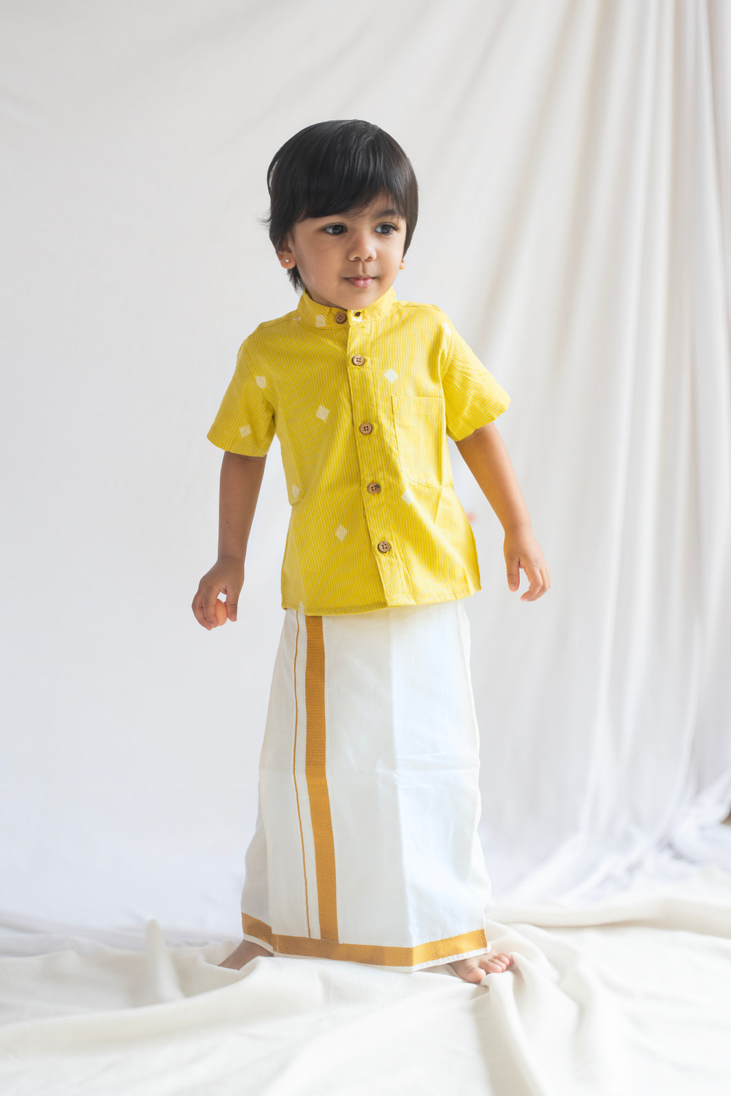 Mustard Yellow Handloom Cotton Shirt