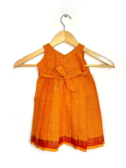 Yellow Mangalagiri Cotton Dress with Zari Border