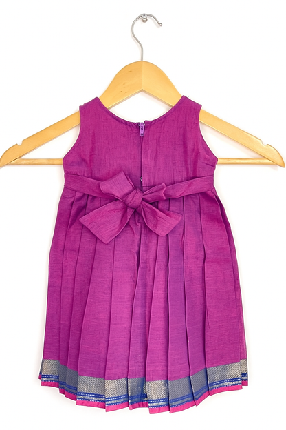 Deep Purple Mangalagiri Cotton Dress with Zari Border