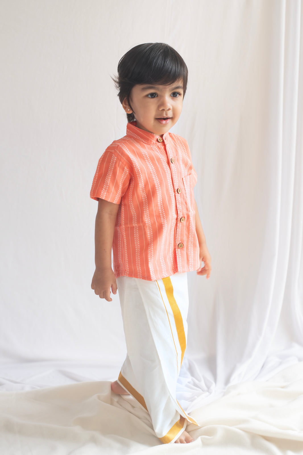 Peach Handloom Cotton Shirt