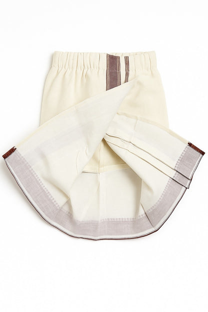 Cotton Veshti with Maroon Mayilkann Border