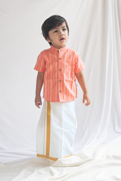 Peach Handloom Cotton Shirt