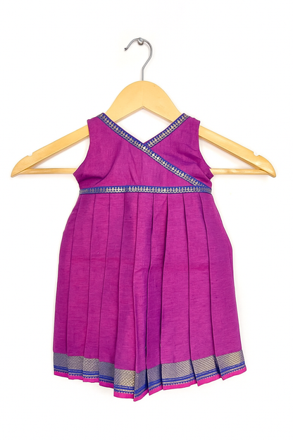 Deep Purple Mangalagiri Cotton Dress with Zari Border