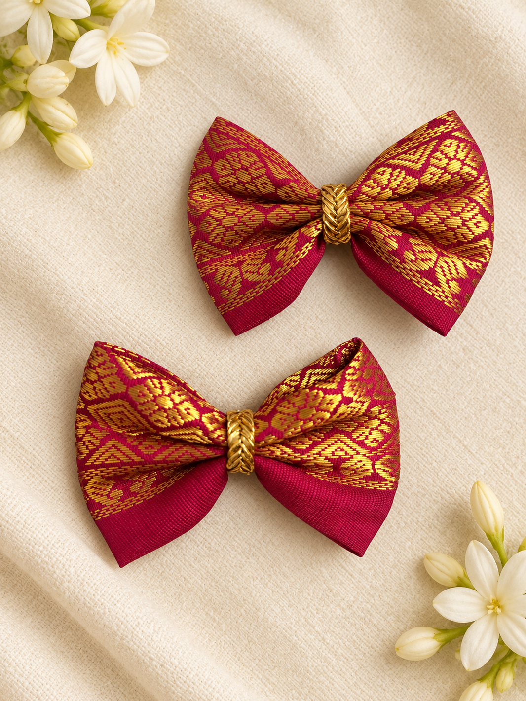 Ethnic Red Bow Clips ( 1 Pair )
