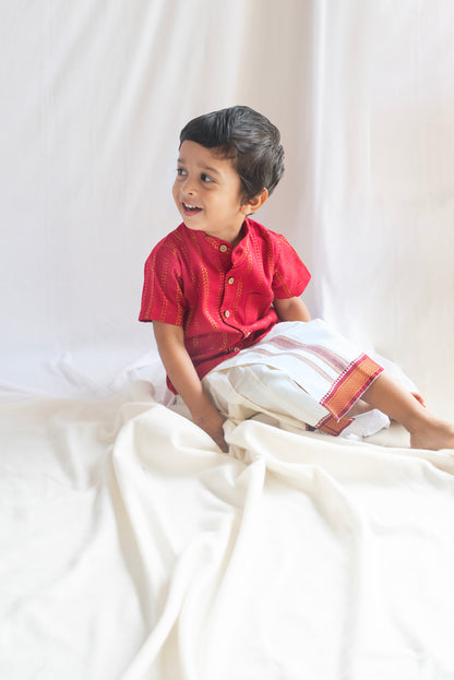 Red Handloom Cotton Shirt