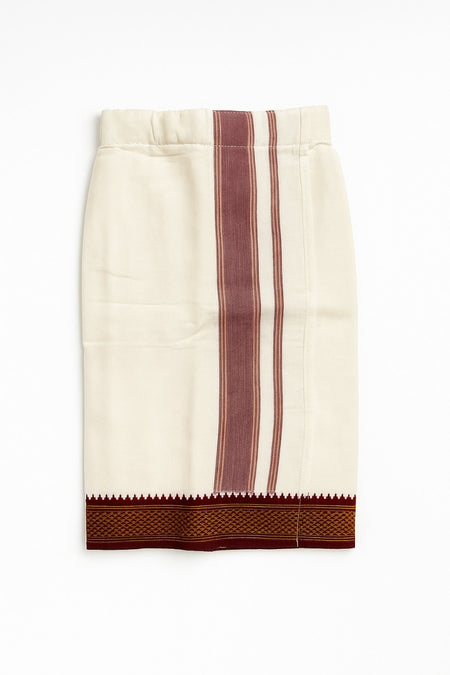 Cotton Veshti with Maroon Mayilkann Border