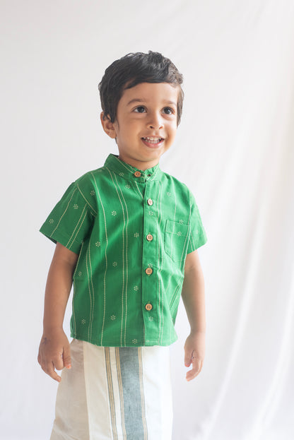 Green Handloom Cotton Shirt