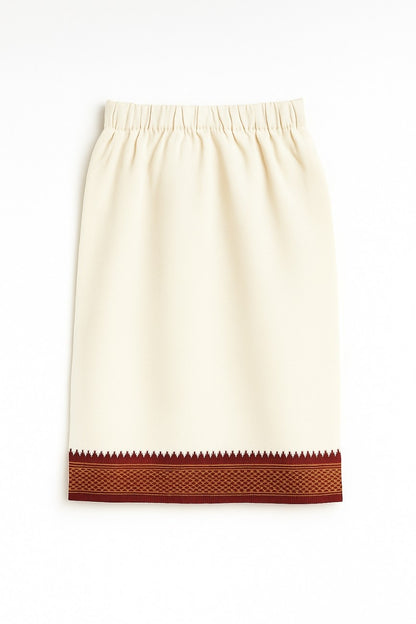 Cotton Veshti with Maroon Mayilkann Border