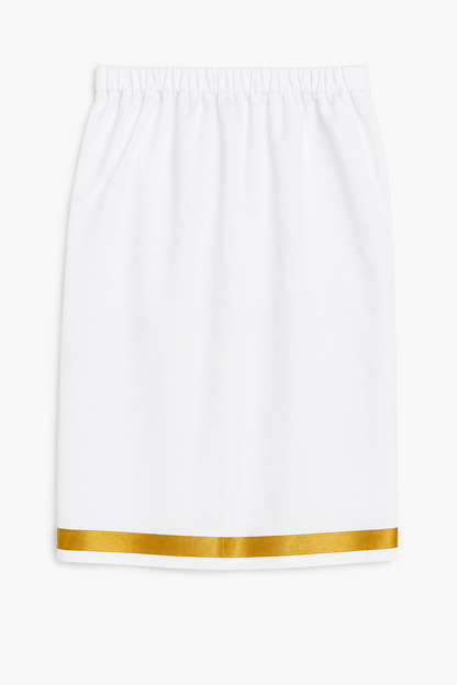 White Readymade Veshti with Gold Border