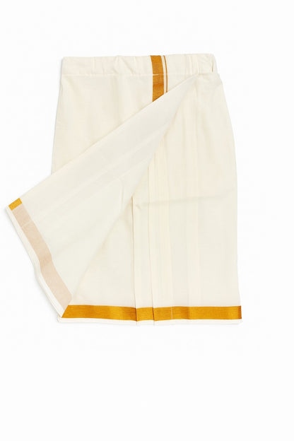 Cream Cotton Veshti with Gold Border