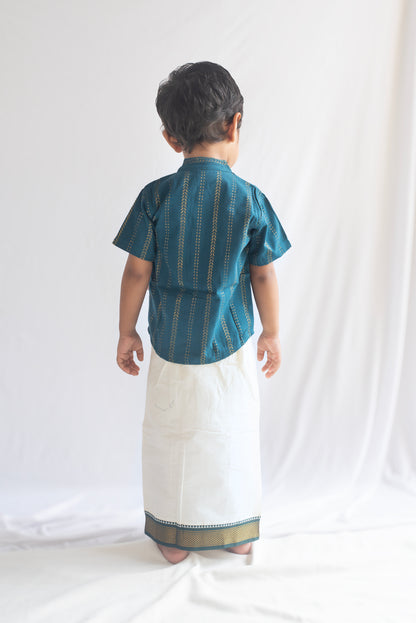 Teal Green Handloom Cotton Shirt