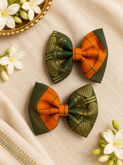 Ethnic Mango Yellow Bow Clips ( 1 Pair )