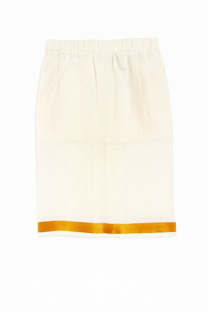 Cream Cotton Veshti with Gold Border