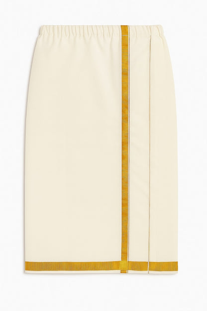 Cream Cotton Veshti with Gold Border