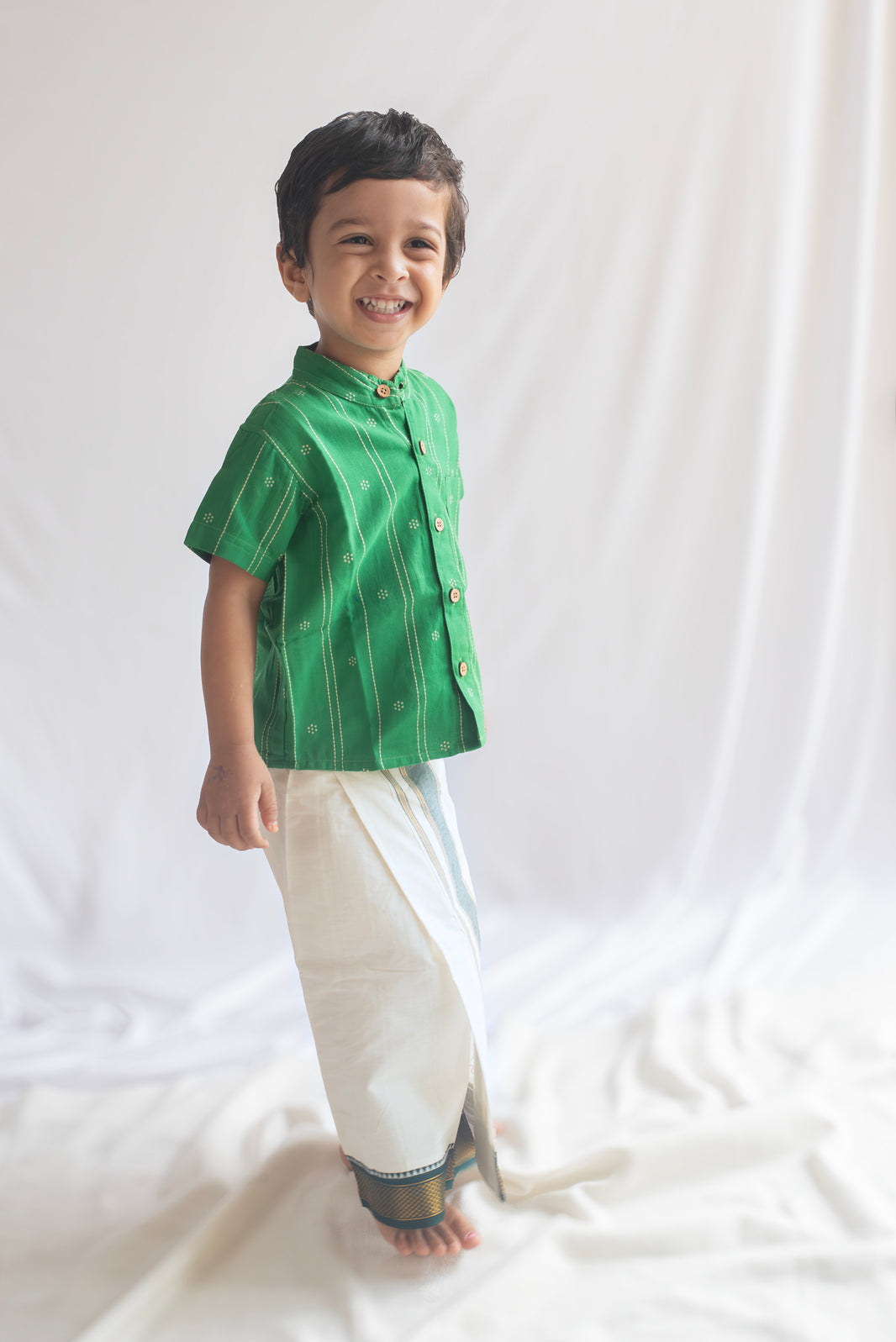 Green Handloom Cotton Shirt