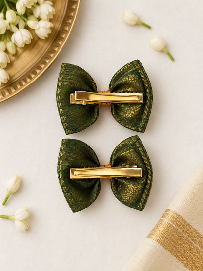 Ethnic Mango Yellow Bow Clips ( 1 Pair )