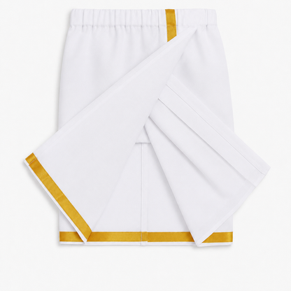 White Readymade Veshti with Gold Border