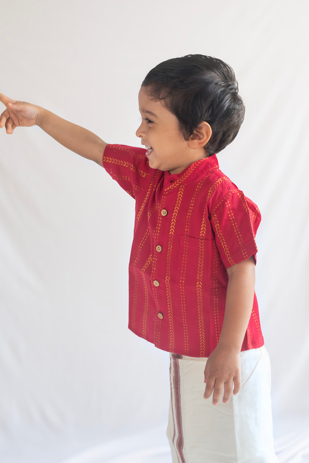 Red Handloom Cotton Shirt