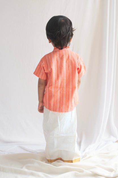 Peach Handloom Cotton Shirt