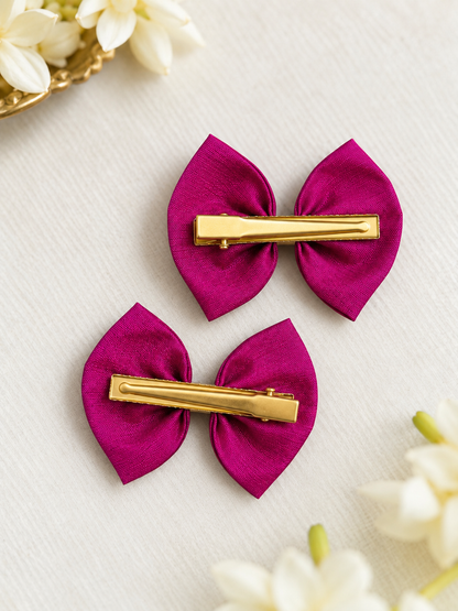 Ethnic Rani Pink Bow Clips ( 1 Pair )