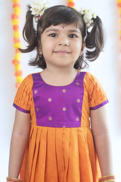 Orange & Purple Silk Cotton Dress