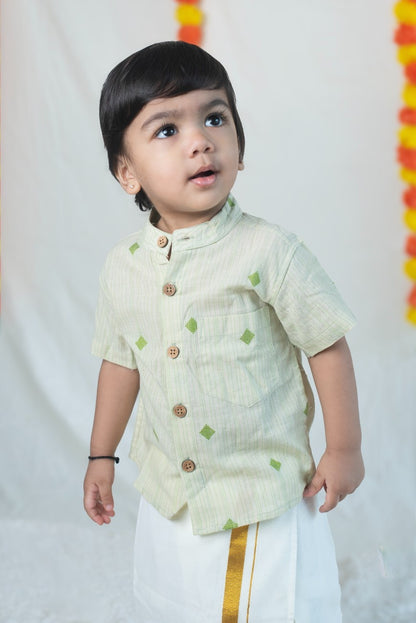 Pastel Leaf Green Handloom Cotton Shirt