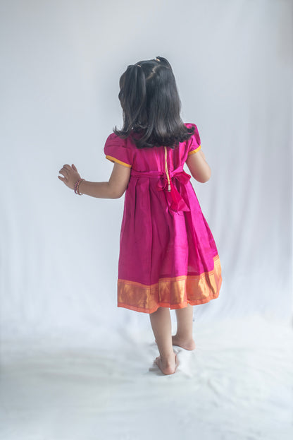 Hamsi : Pink and Yellow Silkcotton Dress