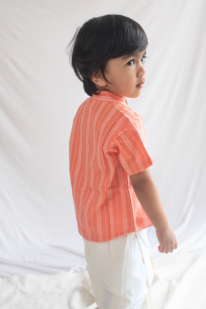 Peach Handloom Cotton Shirt