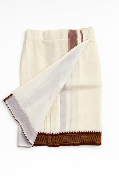 Cotton Veshti with Maroon Mayilkann Border