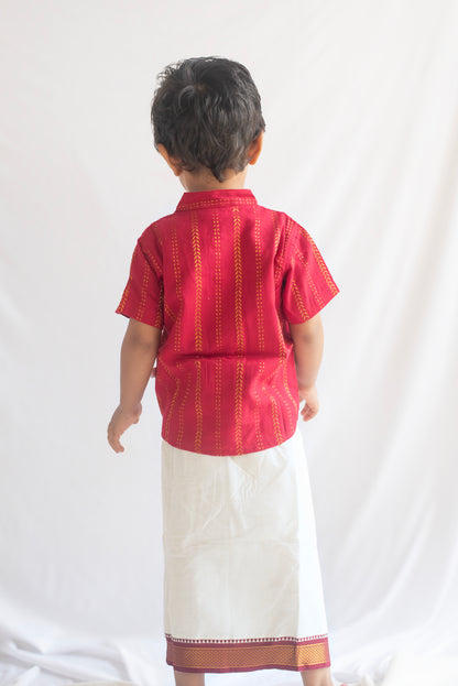 Red Handloom Cotton Shirt