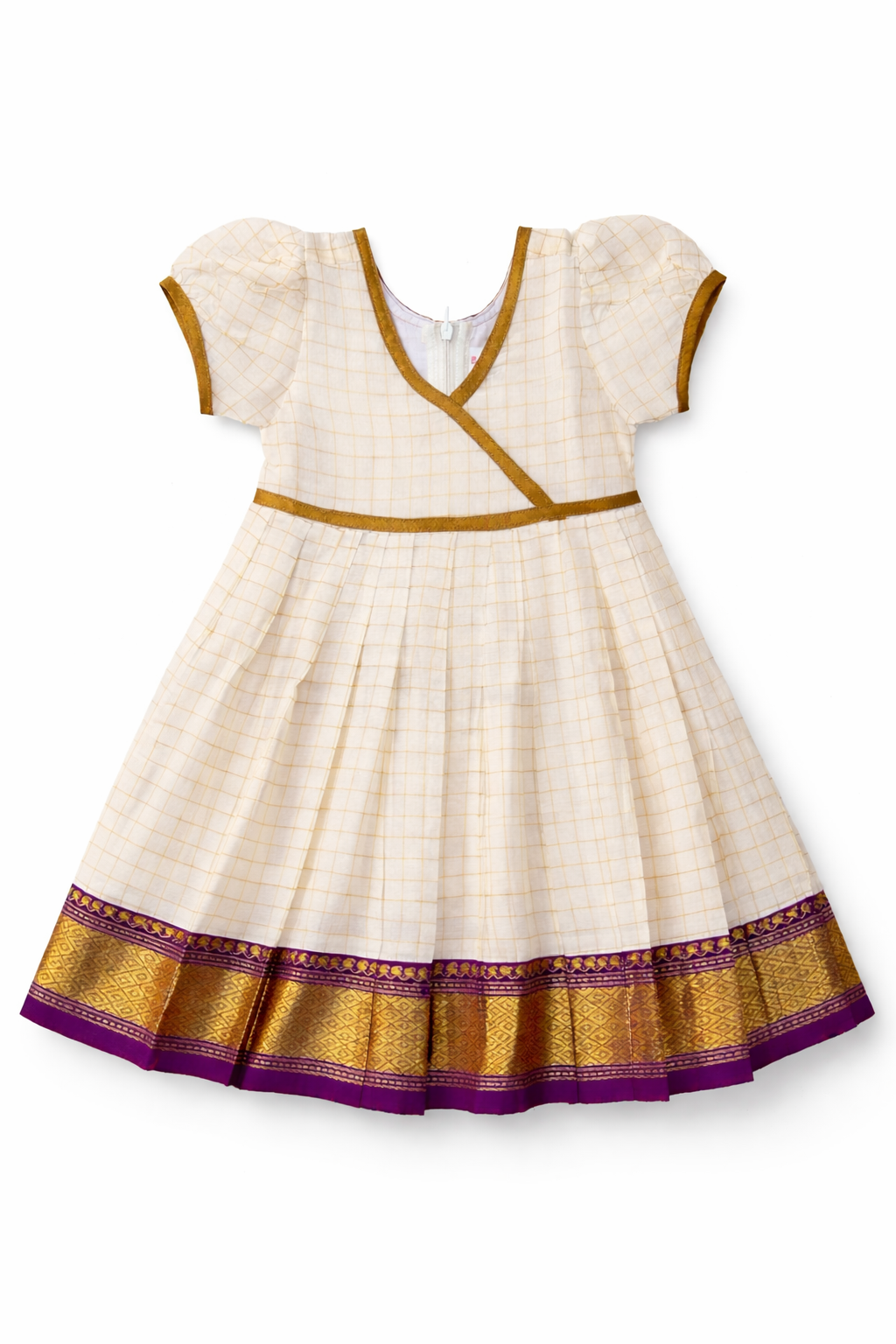 Kasavu Cotton Ethnic Dress with Jamun Purple Zari Border