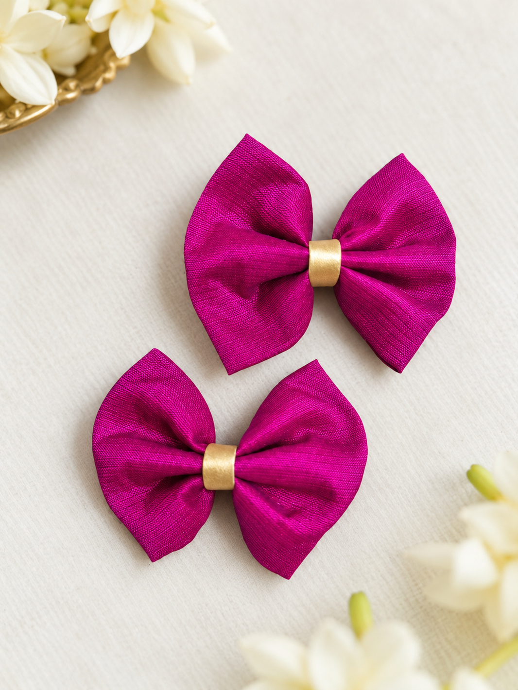 Ethnic Rani Pink Bow Clips ( 1 Pair )