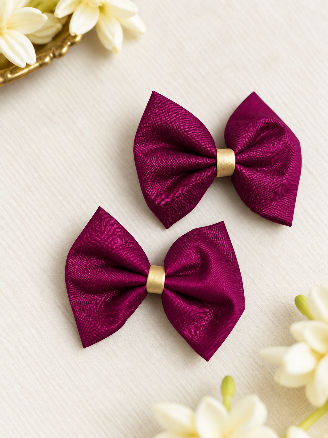 Ethnic Majenta Bow Clips ( 1 Pair )