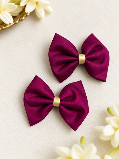 Ethnic Majenta Bow Clips ( 1 Pair )